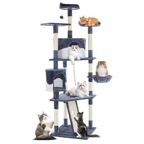 Tall 79in Cat Tree Tower with Scratching Posts (Dark Grey / 79 Inch)