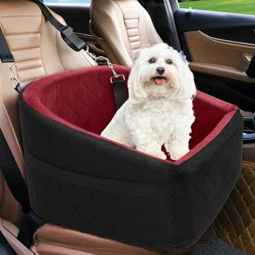 Dog Car Seat for Small Medium Dogs (Black/Red)