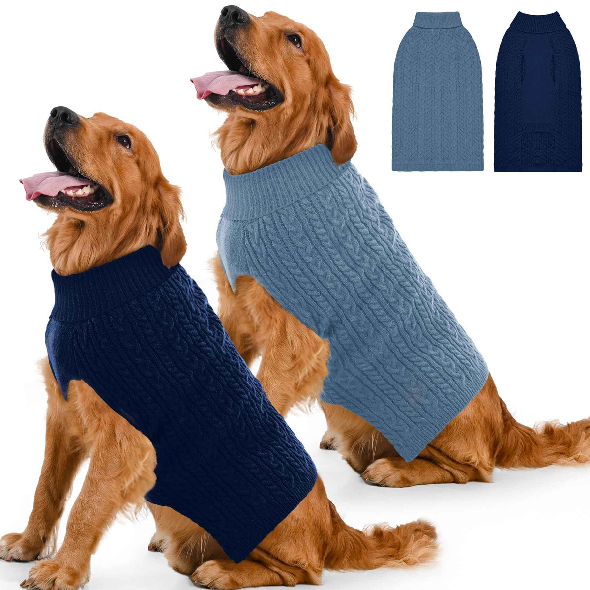 Dog Sweater 2 Pack for Large Dogs (Navy & Blue / XXXX-Large)