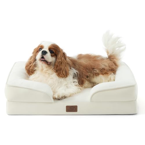 Orthopedic Dog Beds for Medium Dogs Washable Original Design (Beige / 28"l X 23"w X 6.5"th)