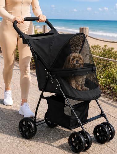 No Zip Happy Trails Lite Pet Stroller (Cheetah Print)