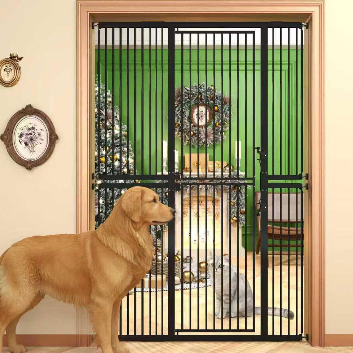 74.8" Extra Tall Pet Gate for Cats (Black / 74.8" Tall, 29.5-51.6"BWide)