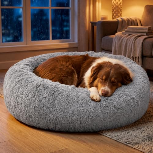 SupportMax® Calming Dog Beds Large Sized Dog Washable Pet Bed (Quiet Gray / L(36x36x8))
