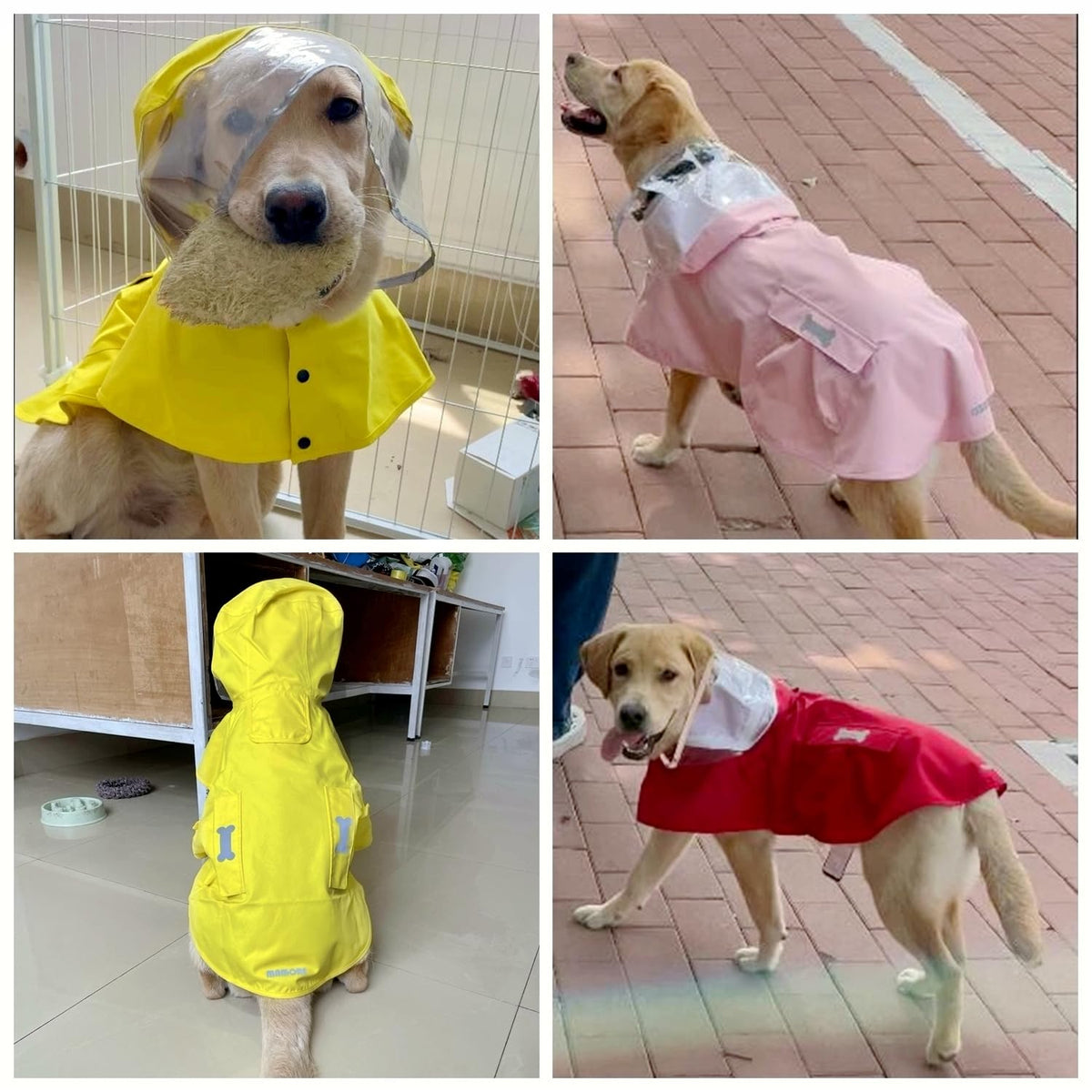 Dog Raincoat Waterproof Reflective Adjustable Pet Rain Jacket Hood (X-Small: 4-9lbs / Pink)