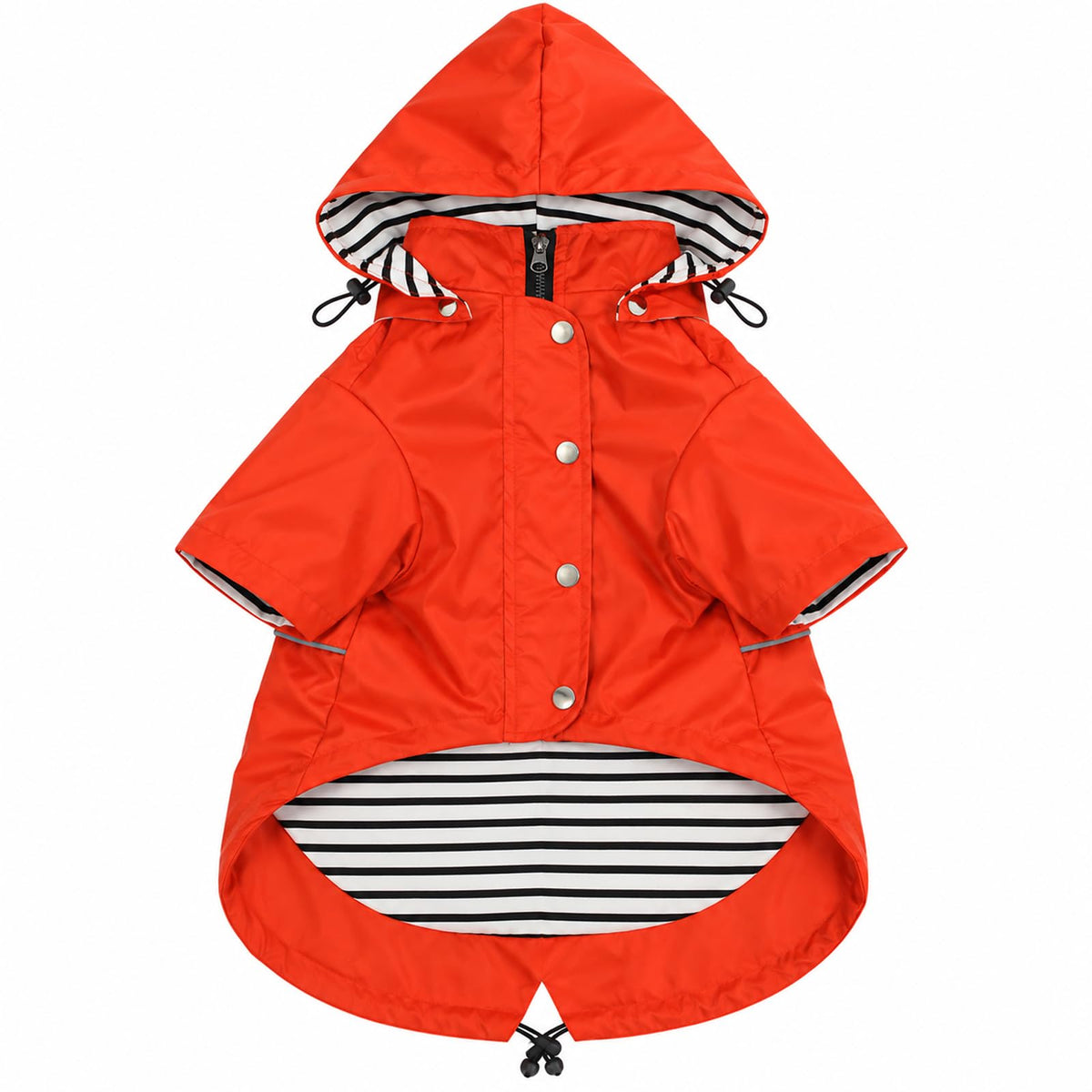 Dog Zip Up Raincoat with Reflective Buttons (X-Large / Orange)