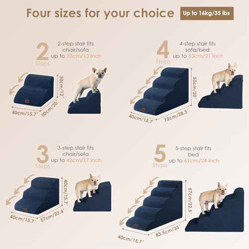 Curved Dog Stairs Ramp (Navy / 31.3"l X 15.7"w X 19.3"h)