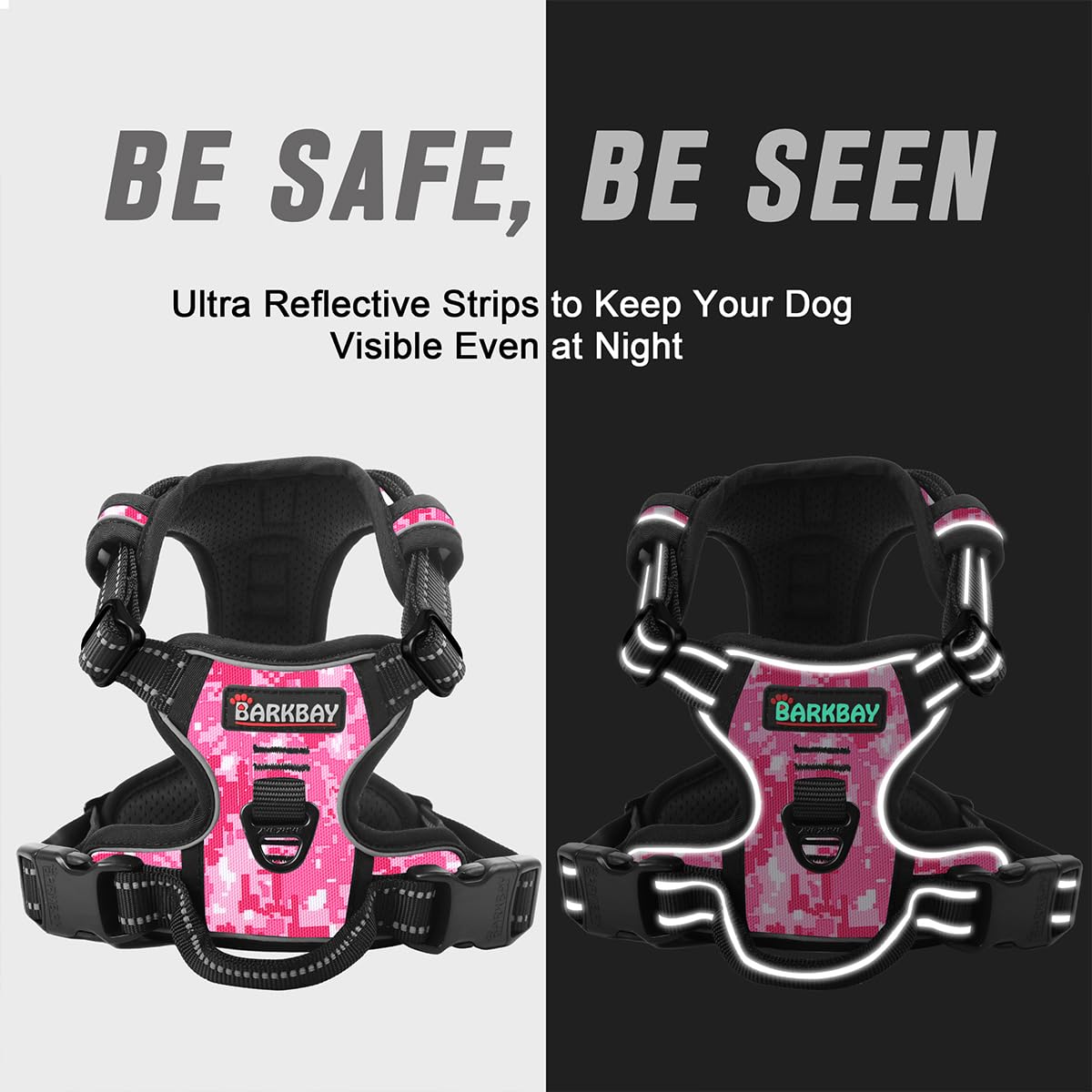 Dog Harness No Pull for Small Sized Dog Front Back Clips (X-Small(Chest:15.5-19.5”) / Pink Camo)