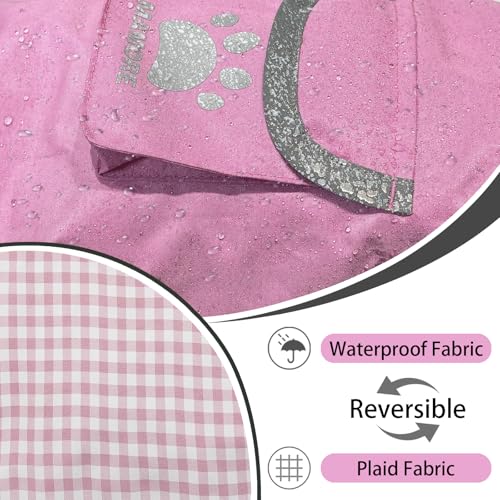 Waterproof Dog Raincoat Reversible (Rose Pink / Medium(13-22lb))