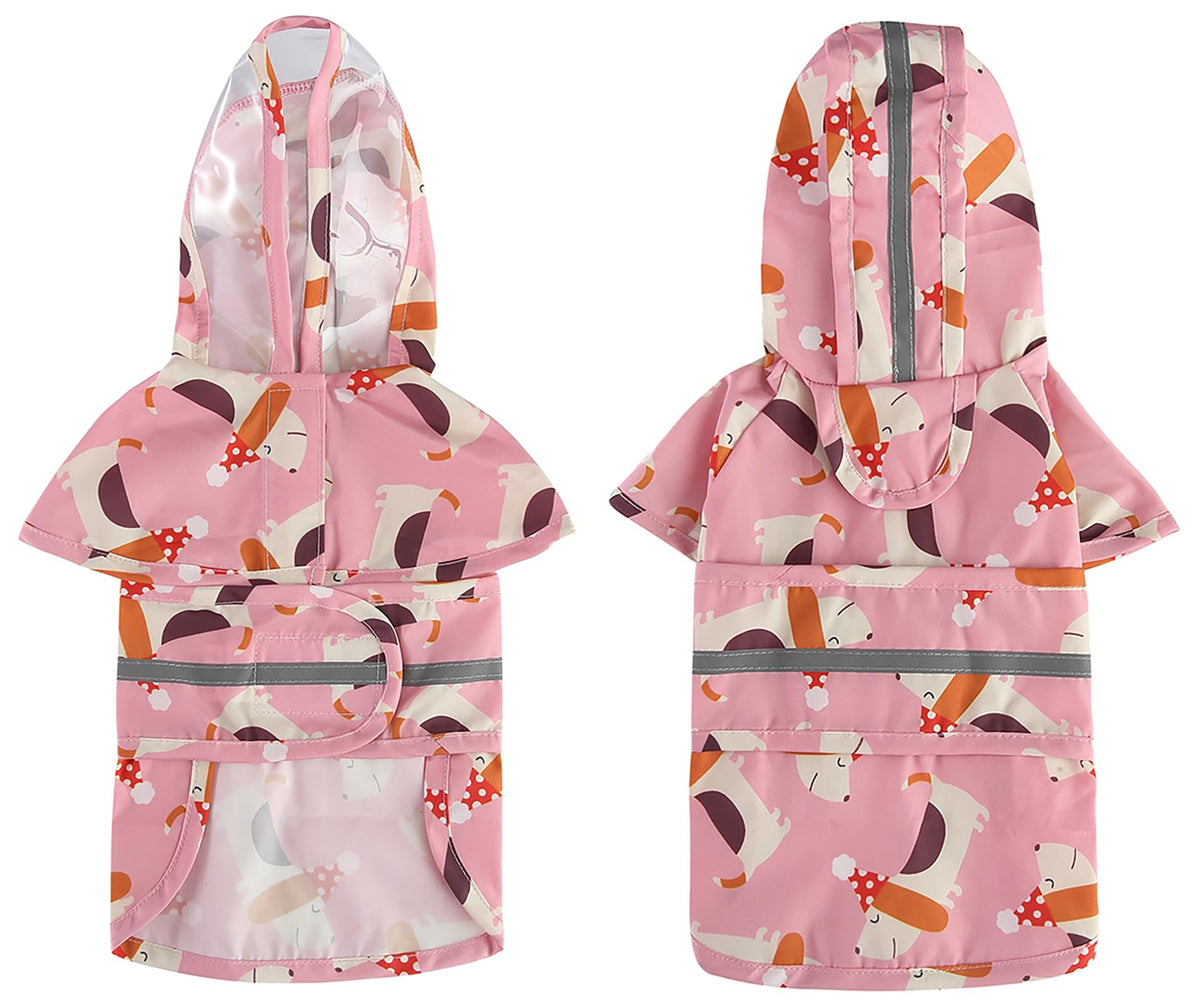 Dog Raincoat Hooded Reflective Waterproof Slicker Poncho (Dog / XS(1-2 pound))
