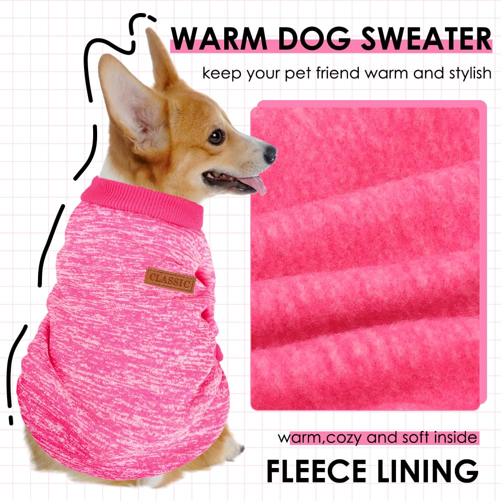 1 Pack Dog Sweaters for Small Dogs Girl Boy Winter Fleece Clothes Warm Soft Dog Sweatshirt Outfit for Dogs Cats Pet Apparel (Rose / XS (Back: 9.8", Chest: 13.7", 3.5-5.5 lbs))