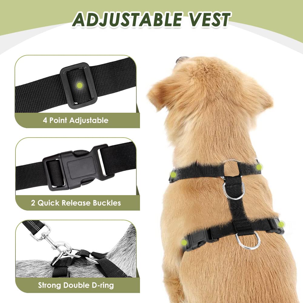 Dog Seat Belt and Harness for Car (Fuchsia / Large)