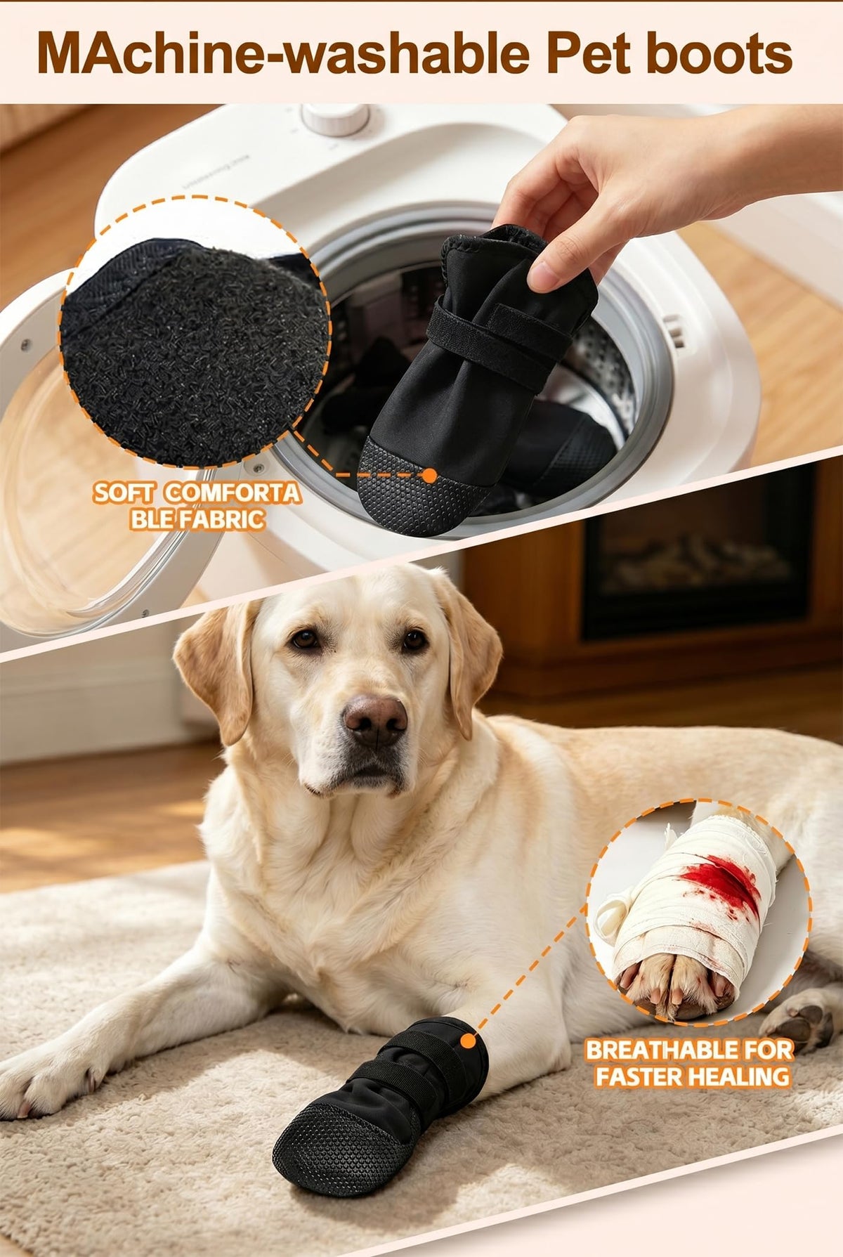 Dog Paw Wound Recovery Boot with Self (XL)