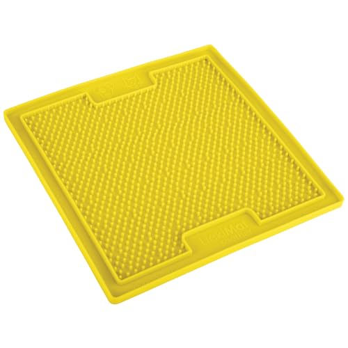 Classic Soother Slow Feeder for Dogs Lick Mat Boredom Anxiety Reducer Perfect for Food Treats Yogurt Liquid Food Peanut Butter Fun Alternative to a Slow Feed Dog Bowl (Yellow)
