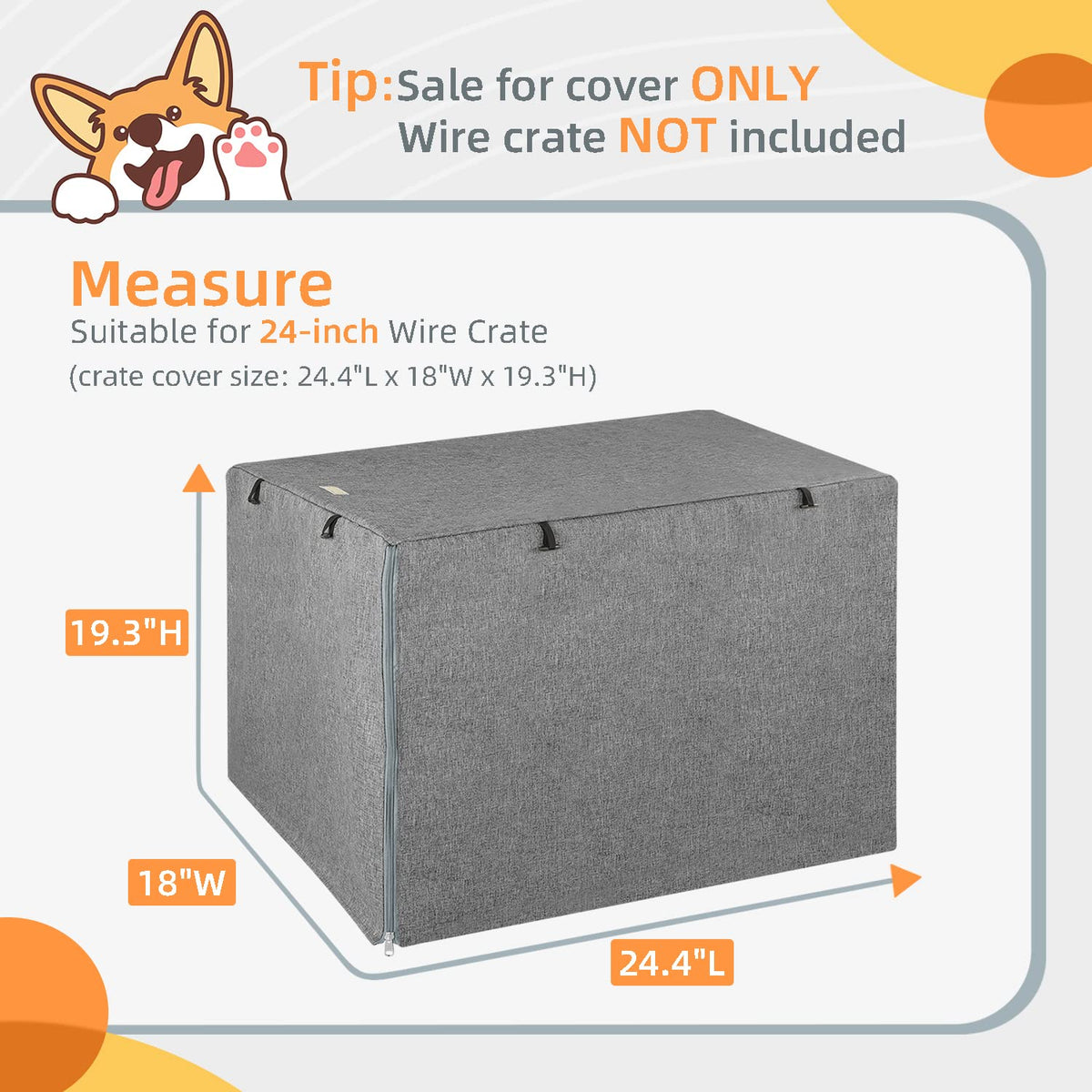 Dog Crate Cover (Grey / 24 Inch)