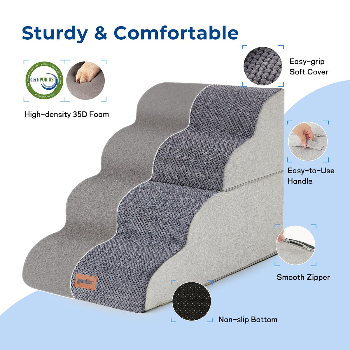 Dog Stairs Ramp for Bed 19.7" H