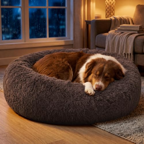 SupportMax® Calming Dog Beds Large Sized Dog Washable Pet Bed (Chestnut Brown / L(36x36x8))