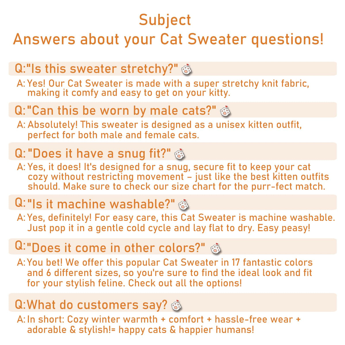Cat Sweater Stretchy (Orange / Medium)
