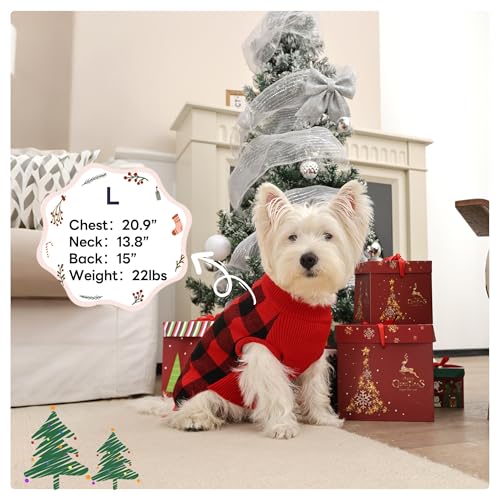 Christmas Plaid Dog Sweater with Leash Hole (X-Large / Red/Black)