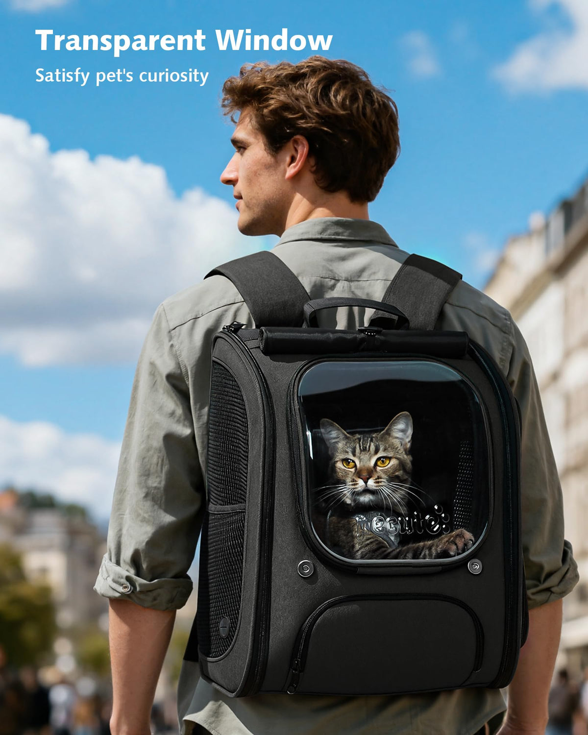 Cat Backpack Carrier (Black (Expandable) / 12.6"L x 10.2"W x 16.5"H)