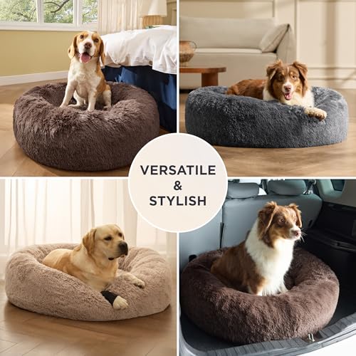SupportMax® Calming XL Dog Bed Extra Large Washable Pet Bed (Navy / XL(42x42x9))