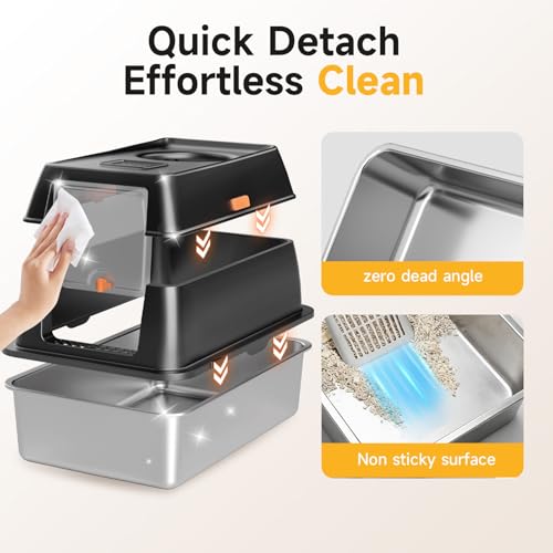 XL Enclosed Stainless Steel Litter Box with Mat