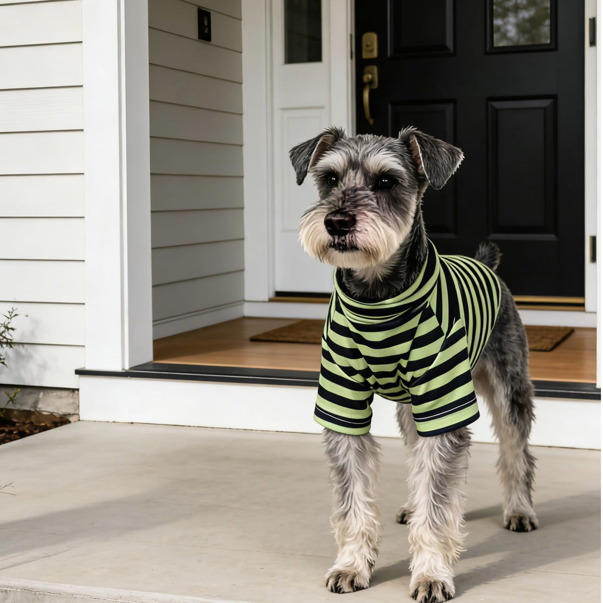 Turtleneck Dog Shirt Cute Doggie Embroidery Super Soft Dog Sweatshirt Stretchy Striped Puppy Pullover for Cats Small Medium Large Dogs (Green Striped / X-Small)