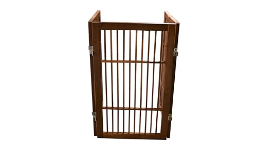 Pet Dog Gate Freestanding (3 Panel 30" Tall / Brown Pet Gate)