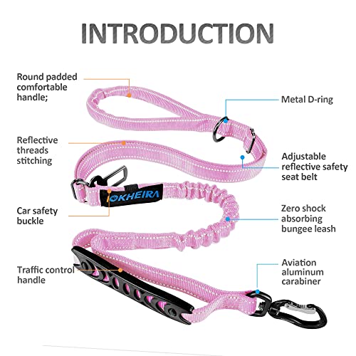 Dog Leash Multifunctional for Medium & Large Dogs (Pink)
