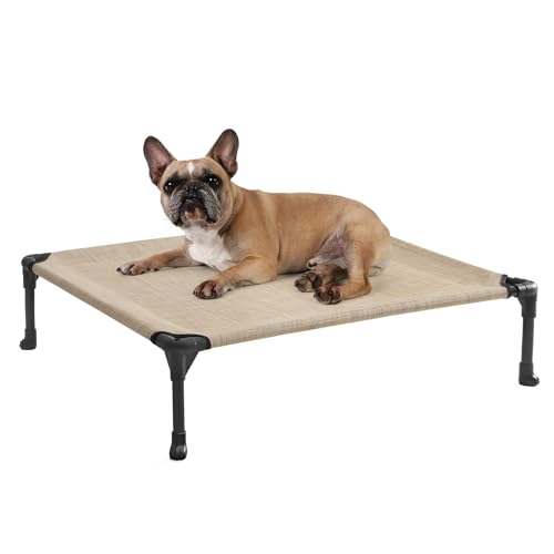 Outdoor Elevated Dog Bed for Medium Dogs (32.0"L x 25.0"W x 7.0"Th / Beige Coffee)