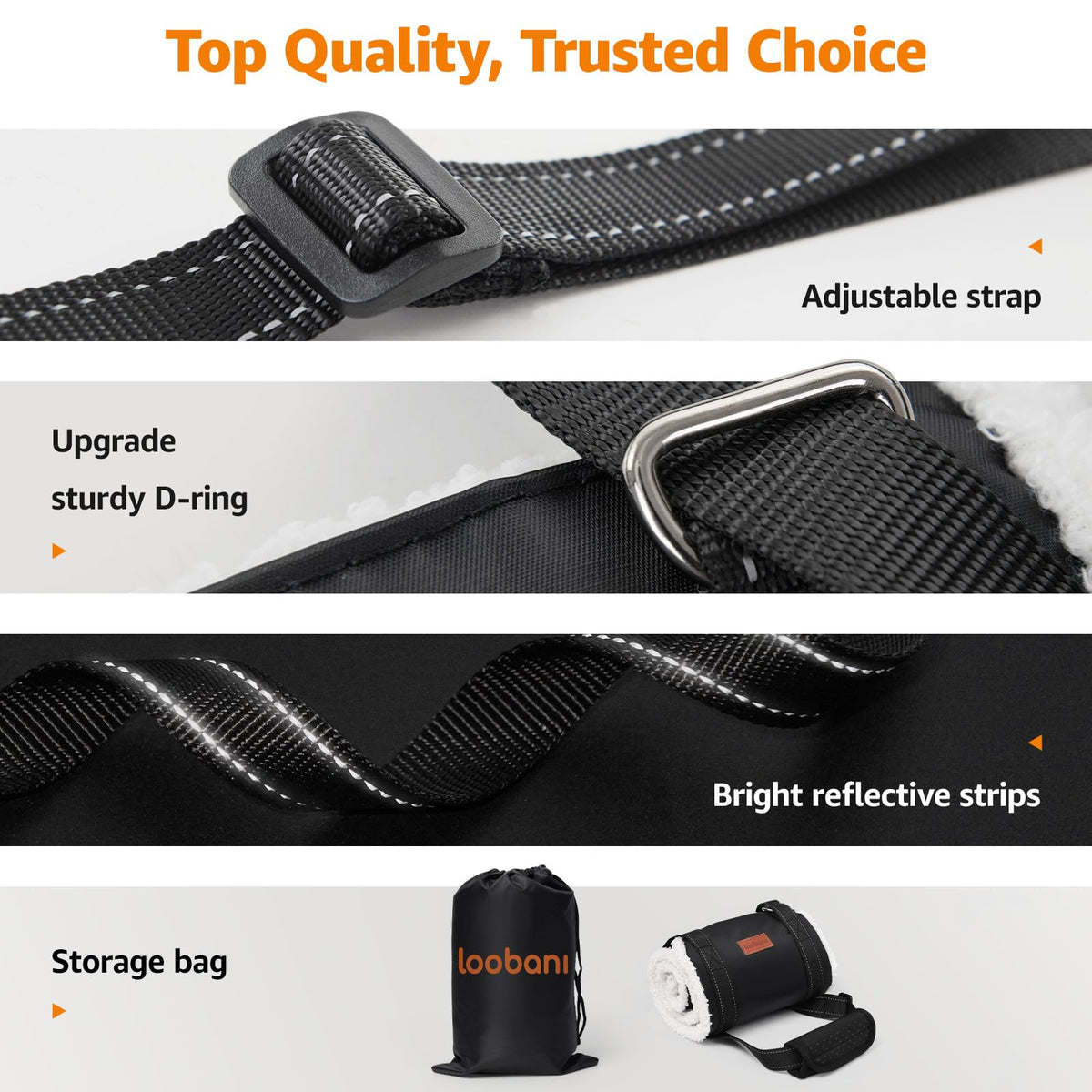 Adjustable Dog Sling for Large Dogs Hind Leg Support ACL Recovery (Black / Large)