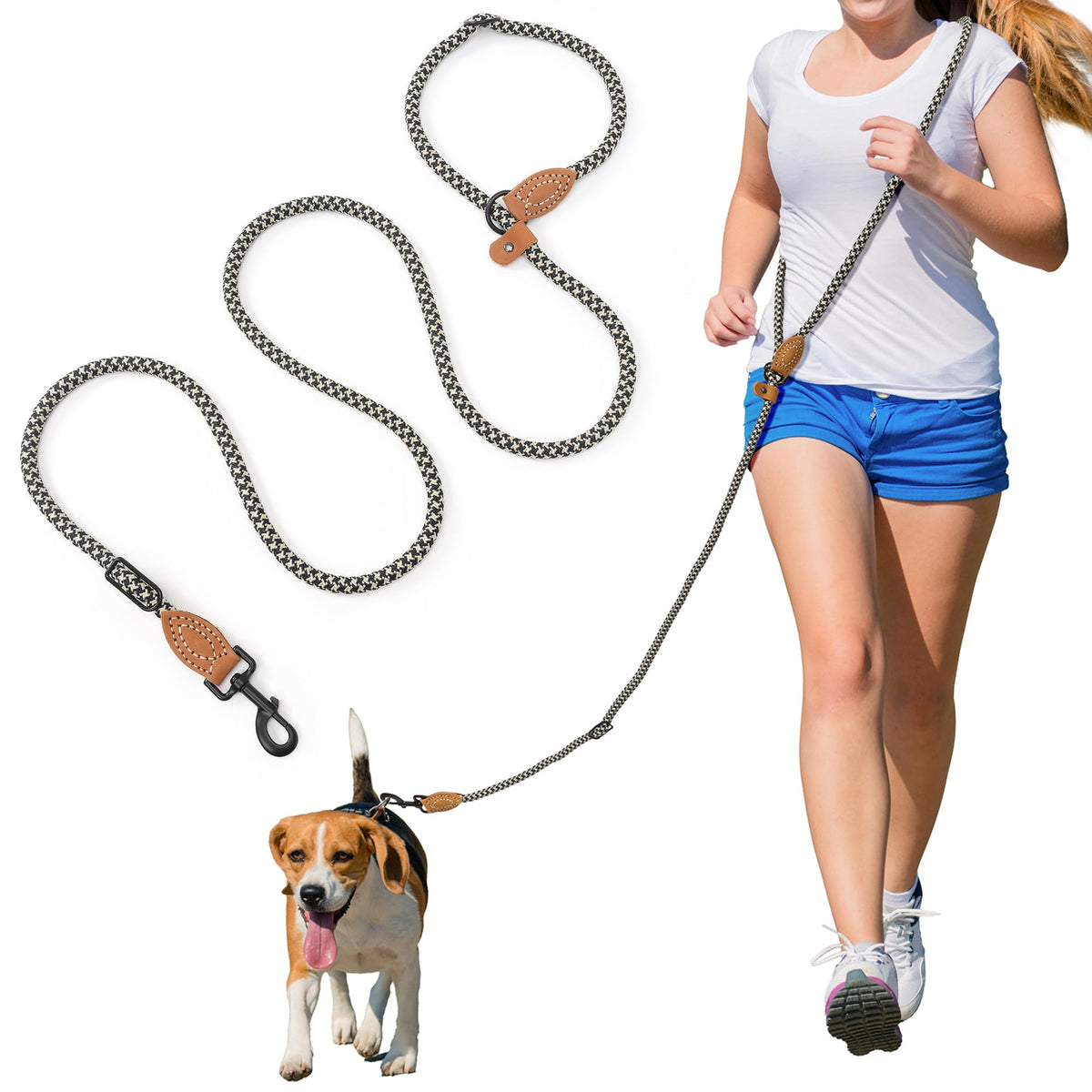 Hands Free Dog Leash (Black Khaki / 8FT Hands Free)
