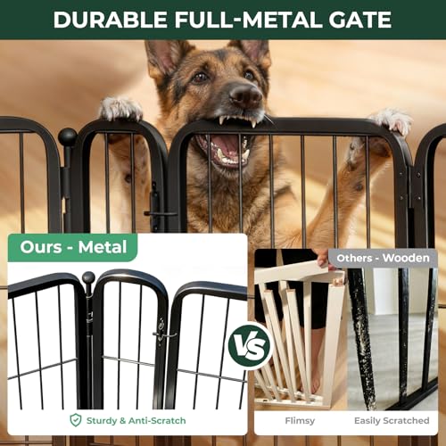 Dog Gate Extra Wide Adjustable for Openings Up to 165" (Black / Up to 165" W【5 Panels + 1 Door】 / 45"H)