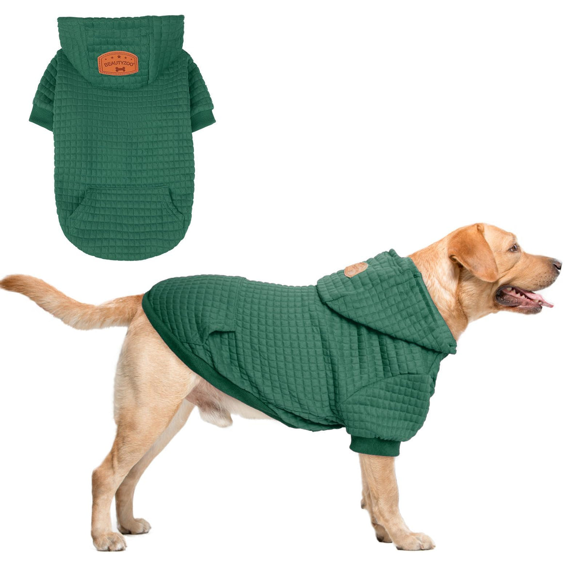 Dog Hoodies Sweater for Large Dogs (Dark Green / L (Back: 20",Chest: 28", Neck: 17"))