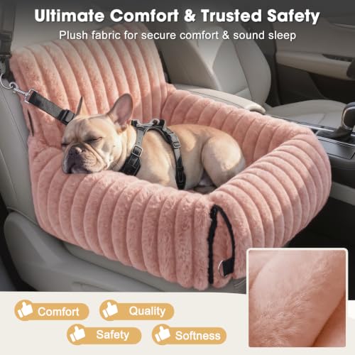 6-in-1 Dog Car Seat for Small/Medium Dogs up to 23 lbs, Pink (Pink)