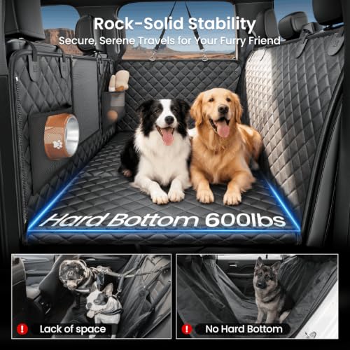 2.0 Truck Hard Bottom Back Seat Cover for Large Dogs (Black / Extra Large - SUVs, Full-Size Trucks)
