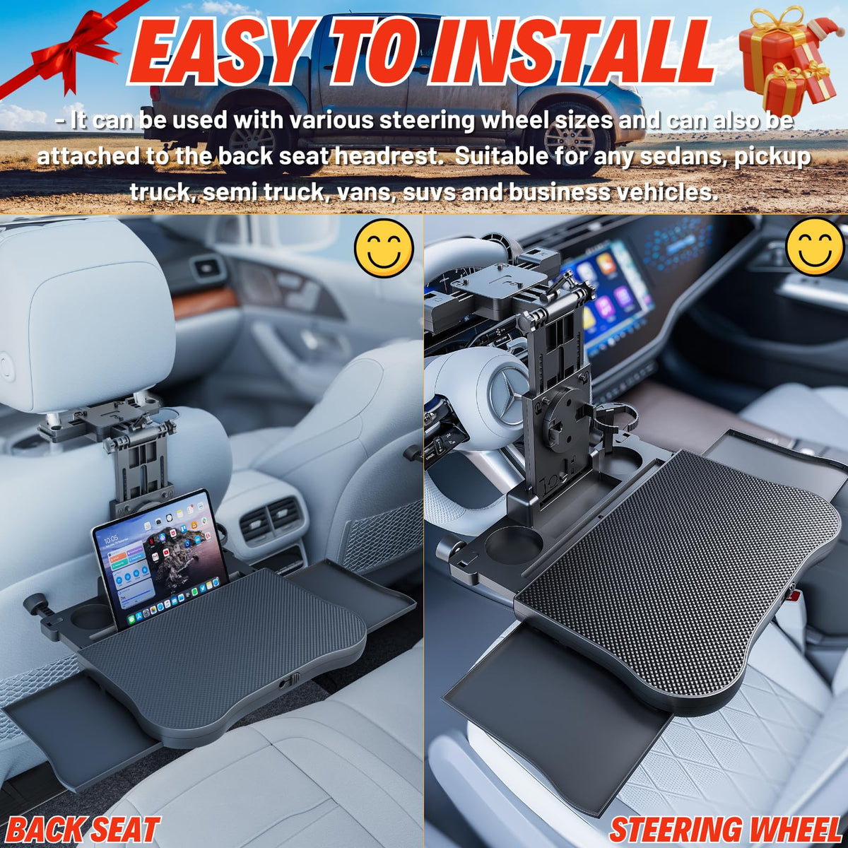 Car Back Seat Tray Table for Older Kids & Passengers (Car Seat Table Tray)