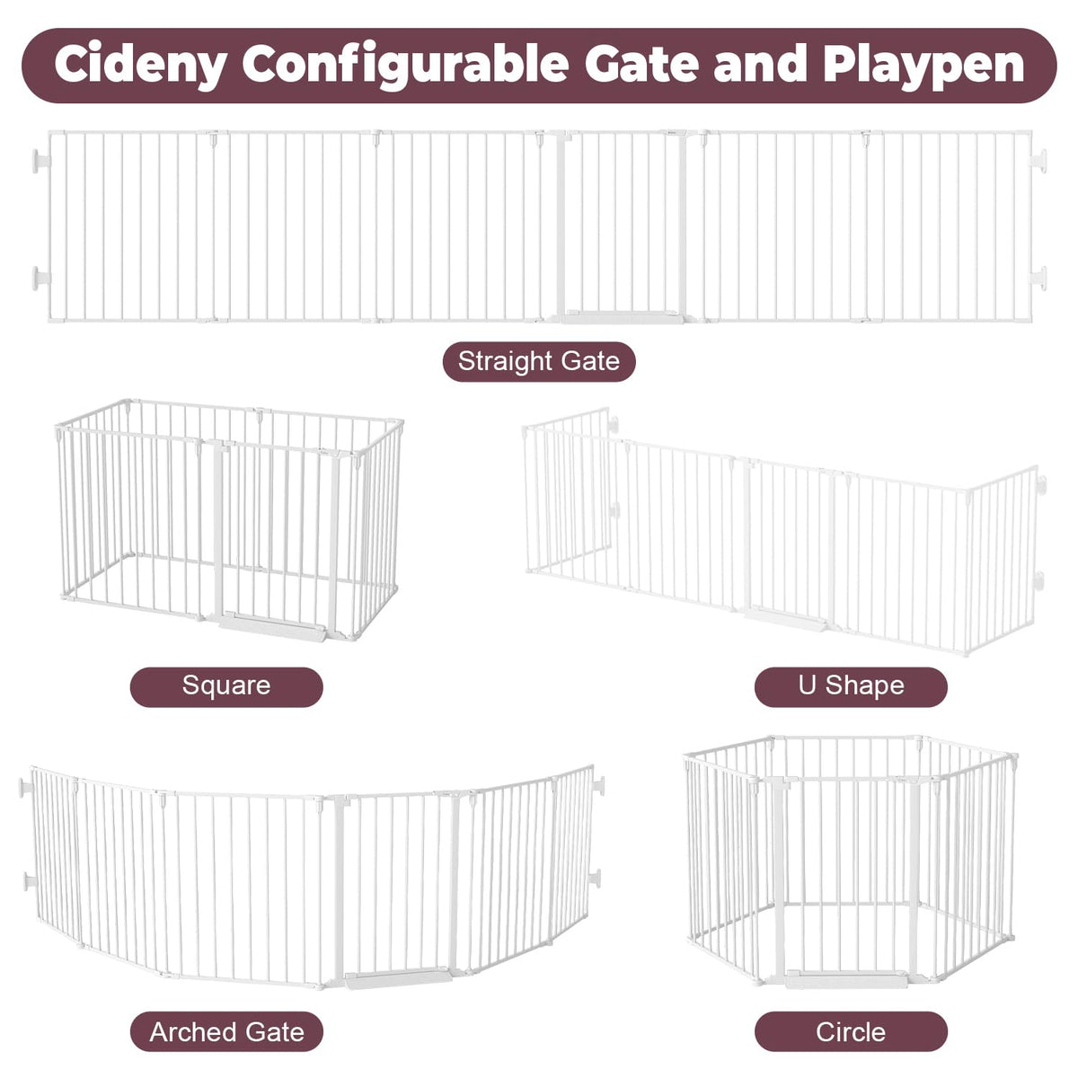144" Extra Wide Baby Gate with Door (White / 144" Wide)