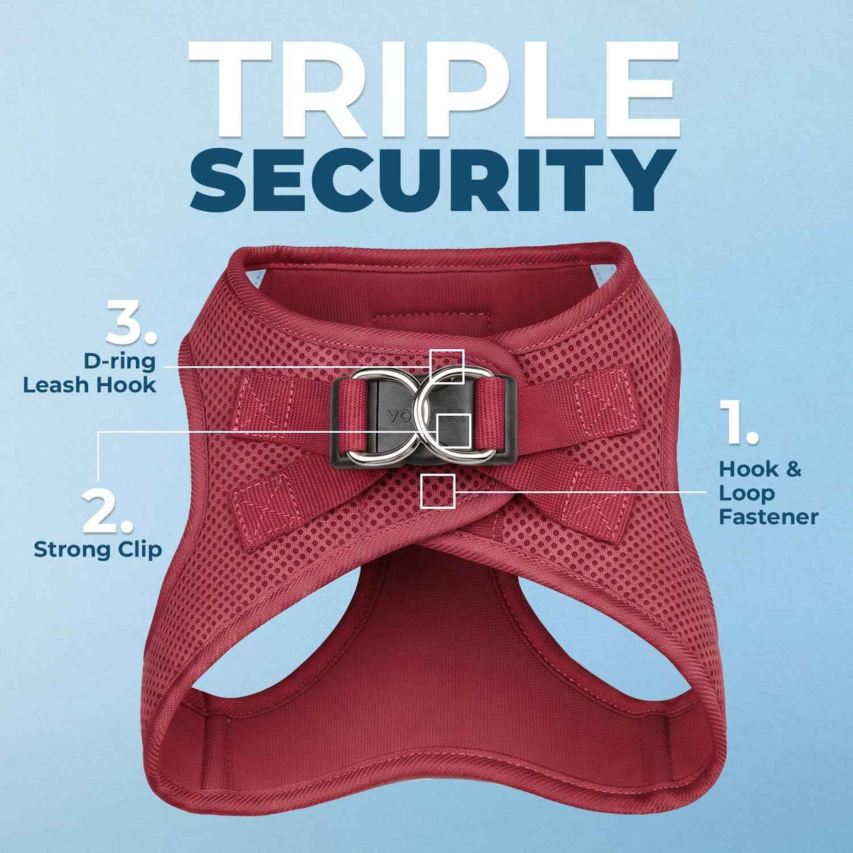 Voyager Step in Air All Weather Mesh Harness and Reflective Dog 5ft Leash Combo with Neoprene Handle (Burgundy / L (Chest: 18 - 20.5"))