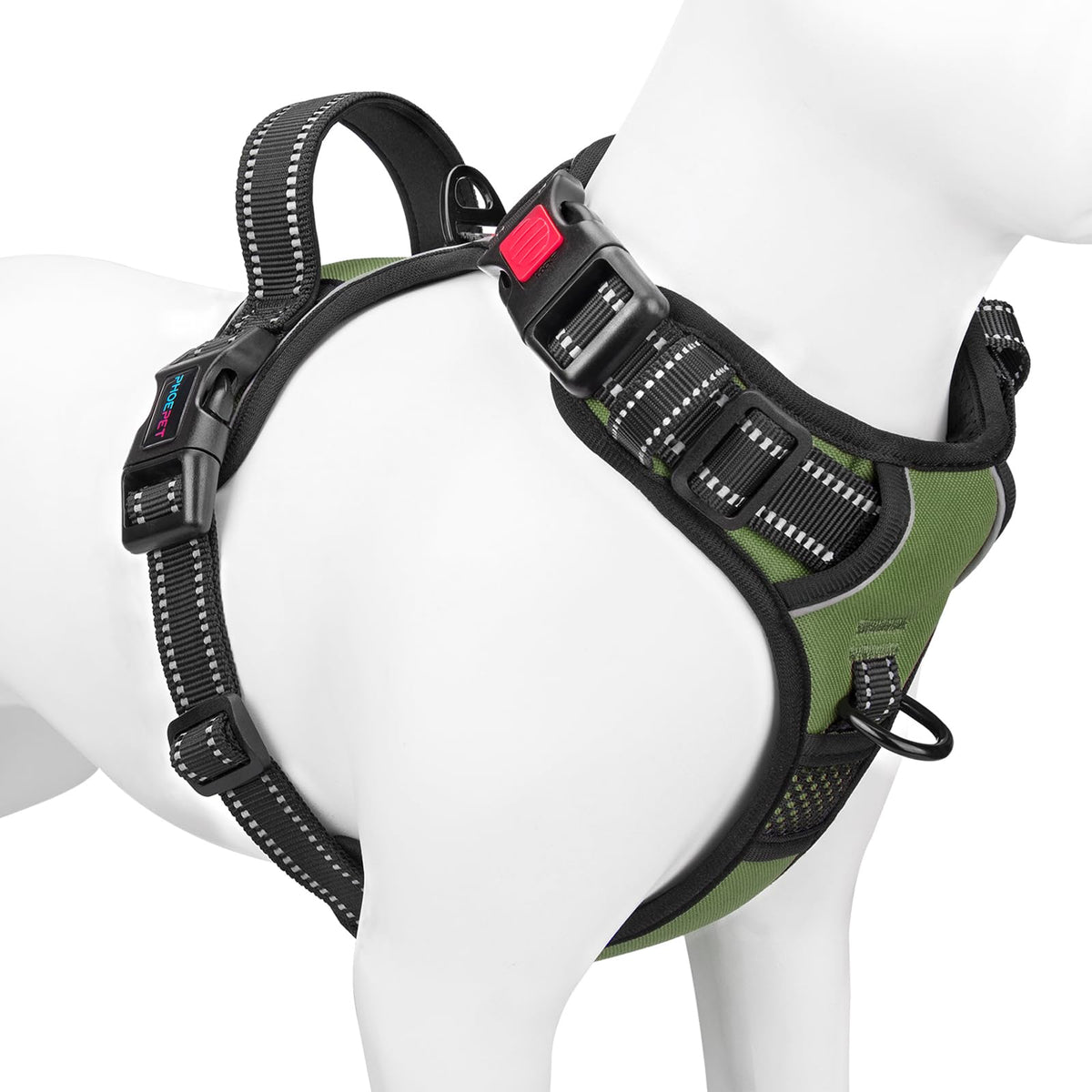 No Pull Dog Harness with Handle Front & Back Clip (Medium / Misty Green)