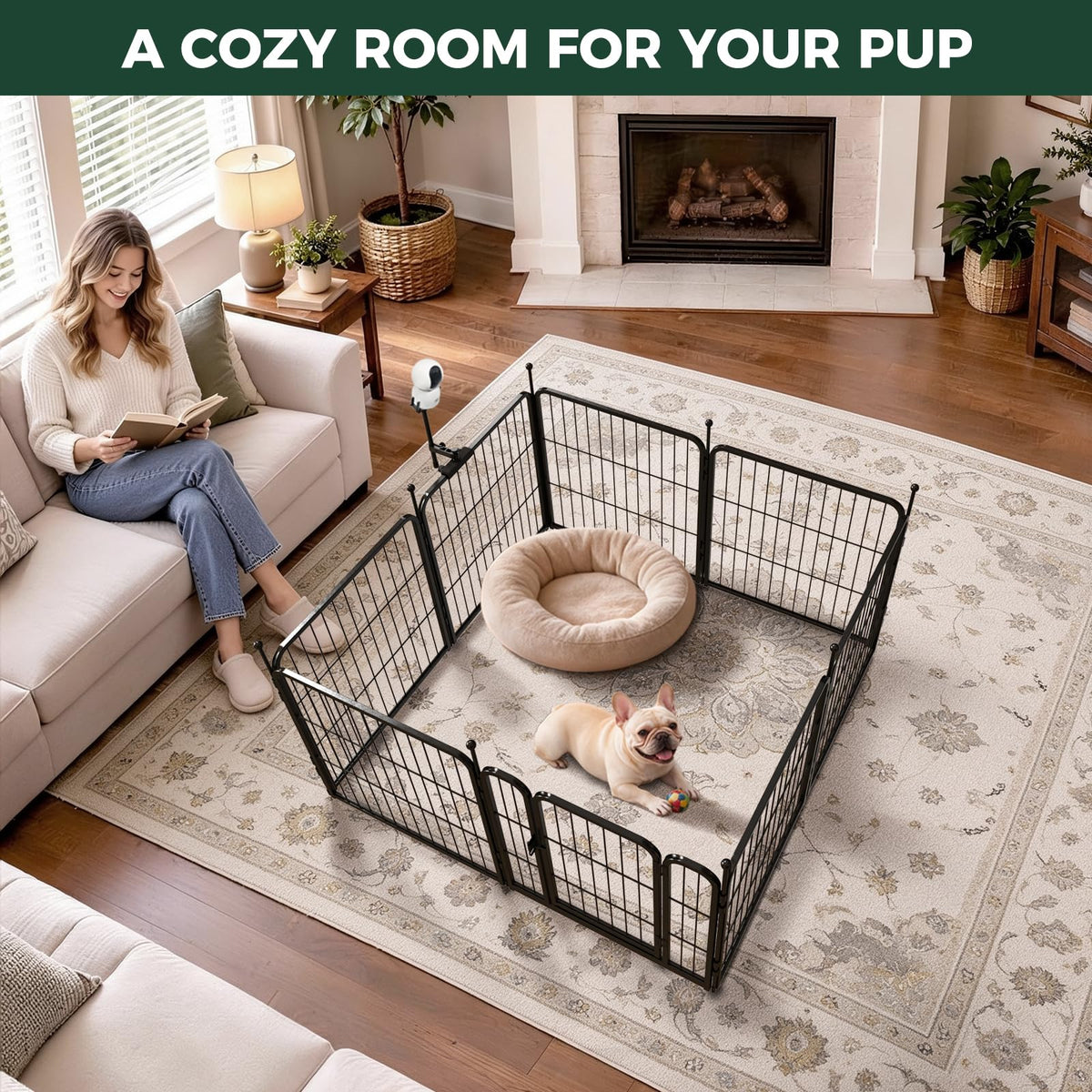 Rollick Dog Playpen with Camera Mount (Black / 24"H)