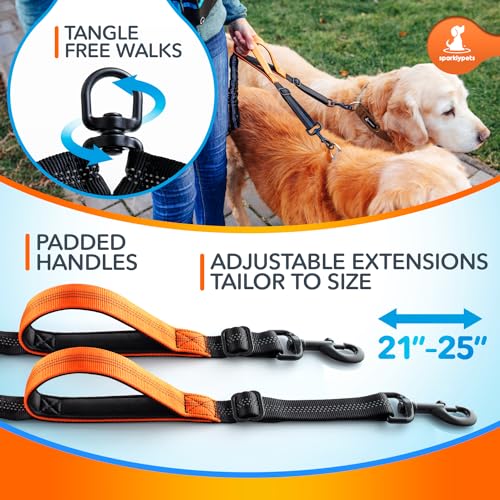 Active Pack Hands Free 2 Dogs Leash Medium & Large (Active Premium Orange Pack / 2 dogs M/L)