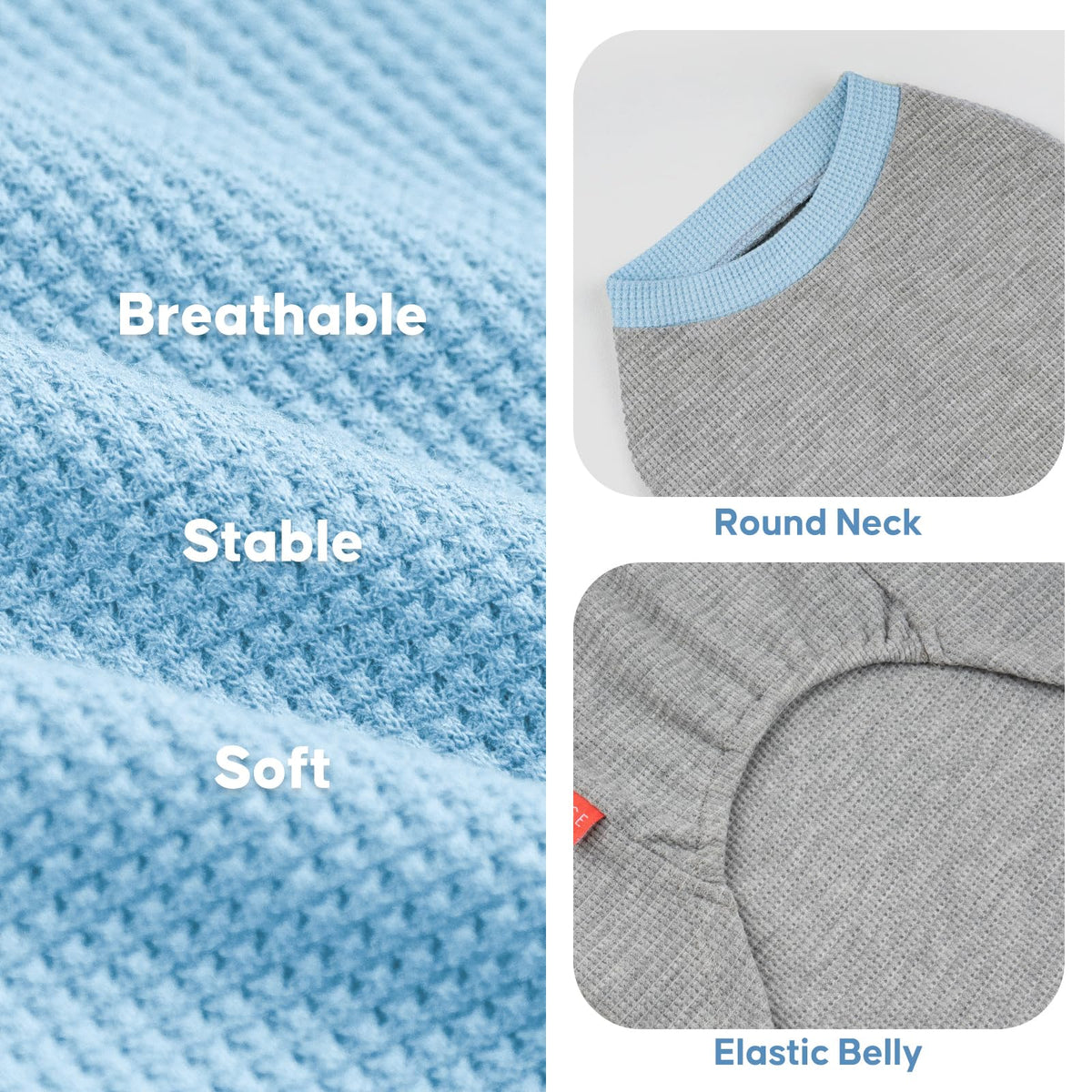 2Pack Waffle Dog Shirt for Medium Large Dogs Soft Dog Sweater (XX-Large (28-50lbs) / 2Pack(Blue+Grey))