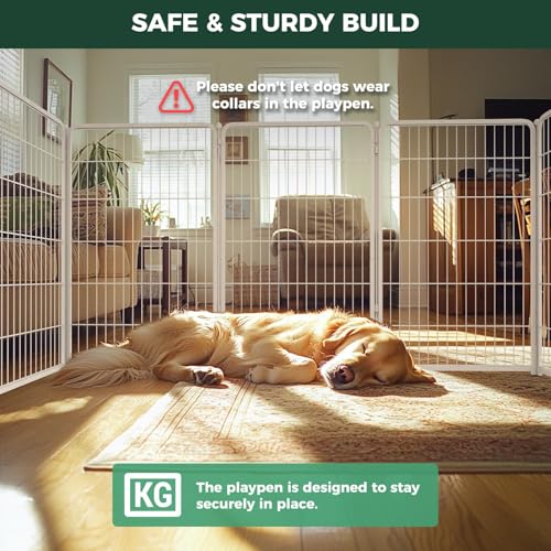 Homeplus Indoor Dog Playpen with Divider Connectors (White / 45"H)