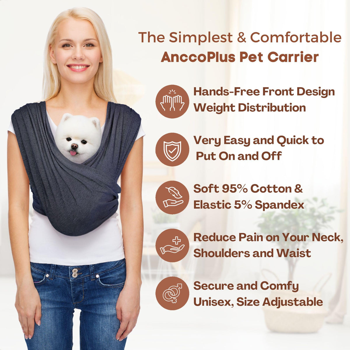 Small Dog Sling Carrier (Charcoal Black / Regular)