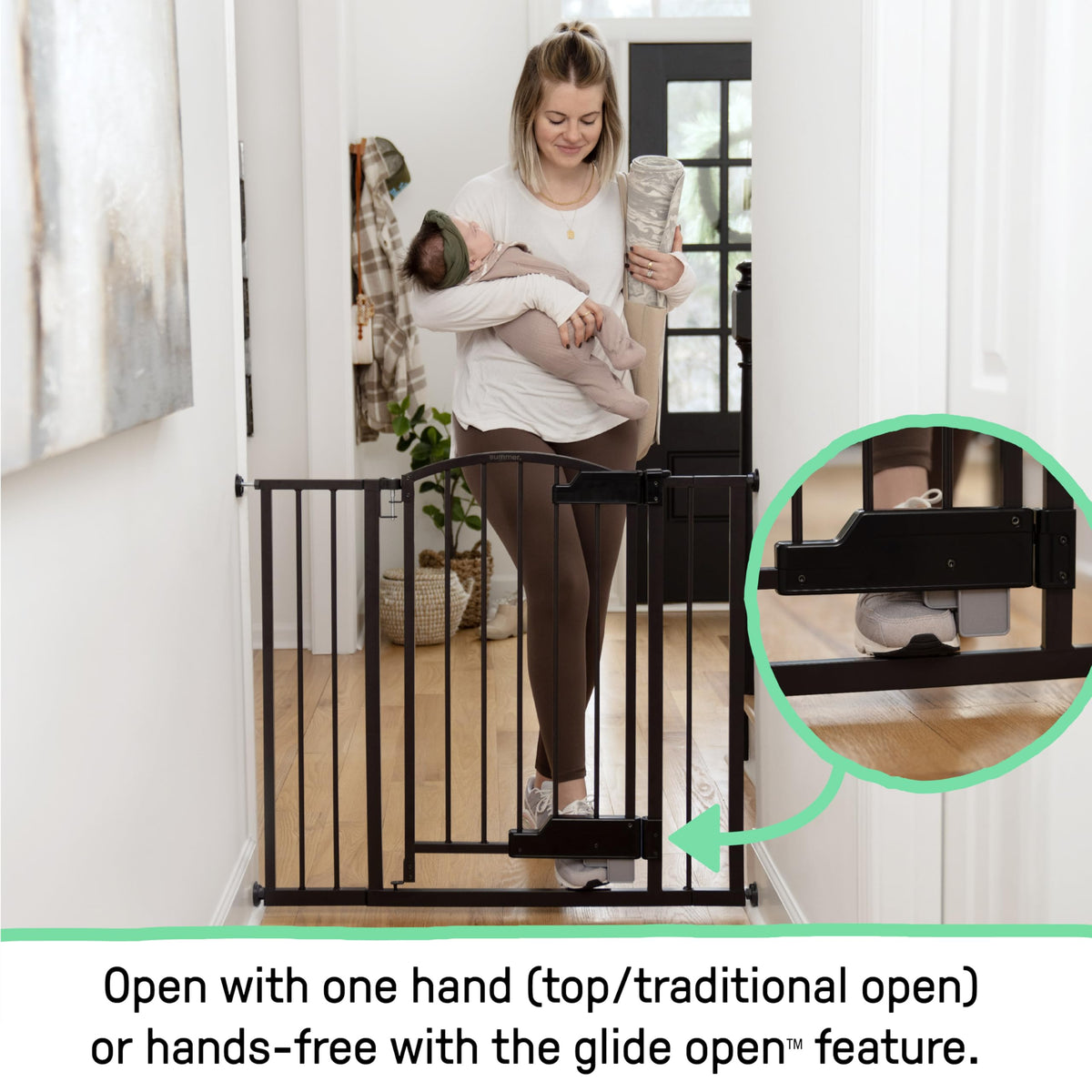 Easy Open Baby Gate & Dog Gate (Espresso - Easy Open / 27.5"-52" W x 28" H)