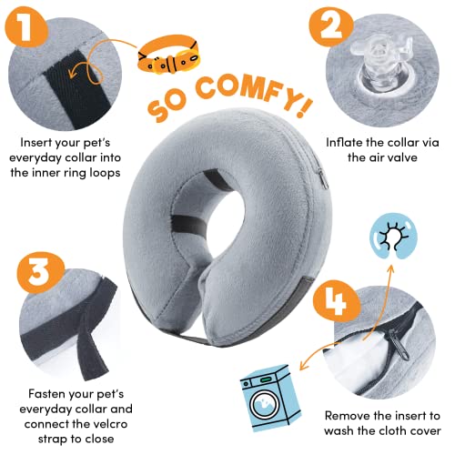 Inflatable Dog Cone Collar Alternative After Surgery Medium (Grey / Medium [Neck:7"-11"])