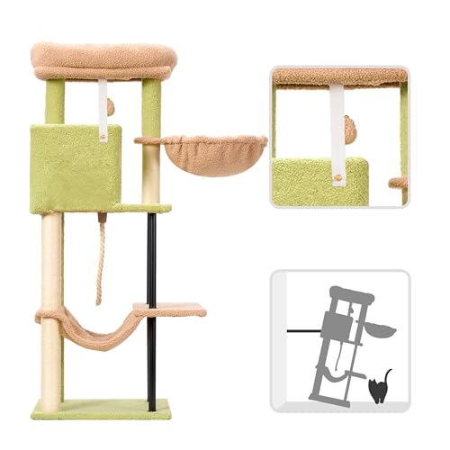 Cat Tree 43.3'' Cat Tower with Hammock for Kittens GCT004SGY (43.3 inches / Green and yellow)