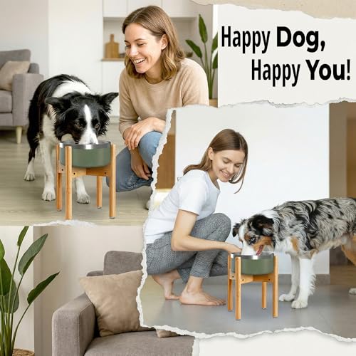 Dog Bowl Stand for Mid (For Large Dogs - 11 inch Height / Bamboo)