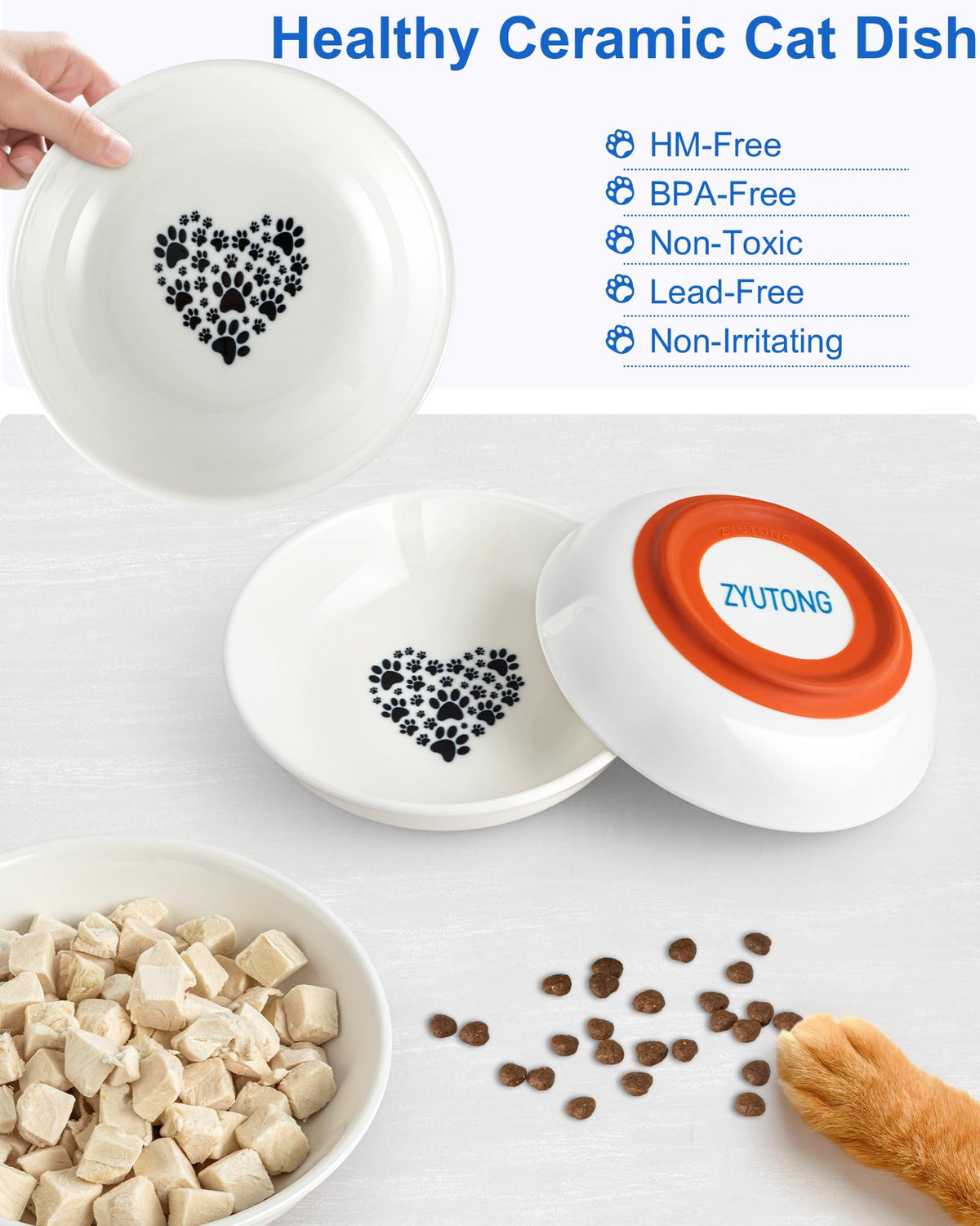 Ceramic Cat Bowl Whisker Friendly (6 Packs)