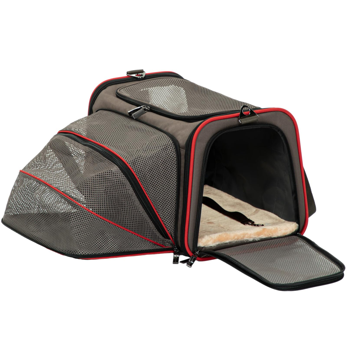 Expandable Cat Carrier Dog Carriers (19.0"L x 12.0"W x 12.0"H / Gray brown)
